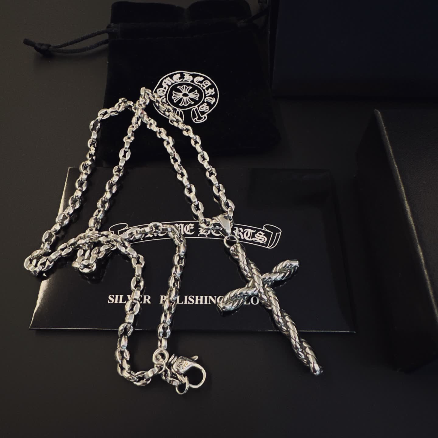 Chrome Hearts Silver Cross Pendant Necklace